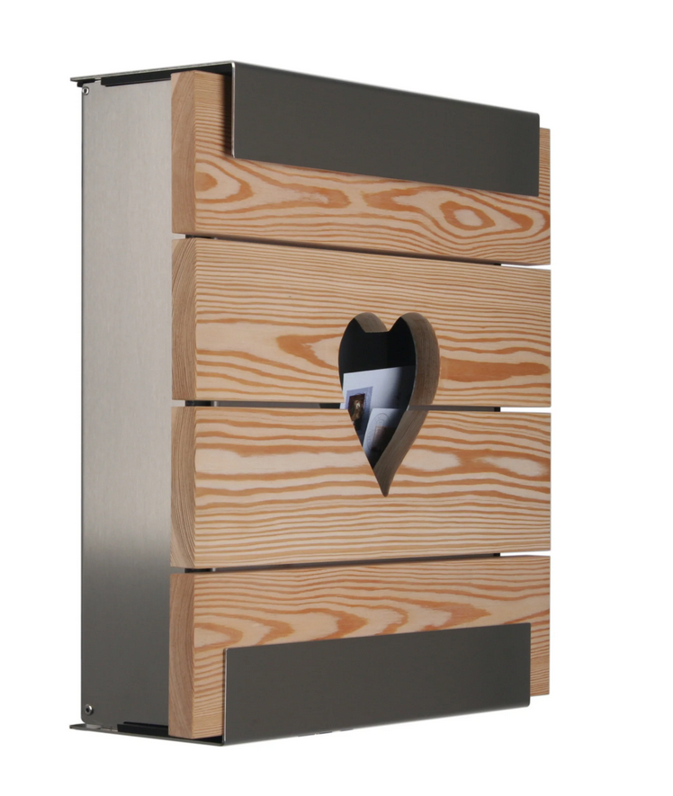 Briefkasten glasnost wood oak heart